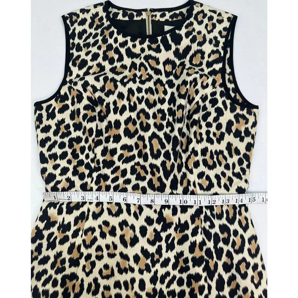 Kate Spade New York Leopard Print Sleeveless Sheath Dress Size 6 Silk Blend - Picture 9 of 11